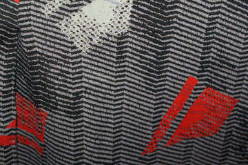 Rochie vintage print grafic gri – anii ’70, stil midi elegant - Img 6