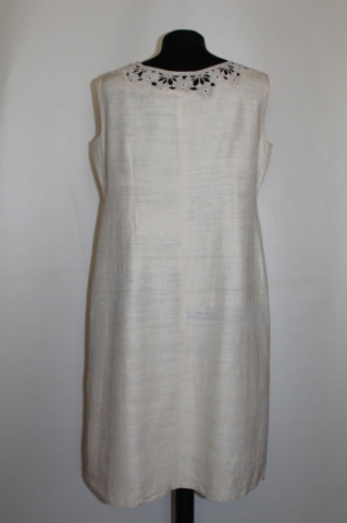 Rochie vintage șantung ivoire anii ’50-’60 – mătase naturală, dantelă manuală - Img 3