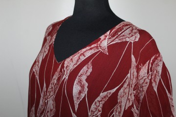 Rochie vintage vișinie print abstract anii 60 - Img 5