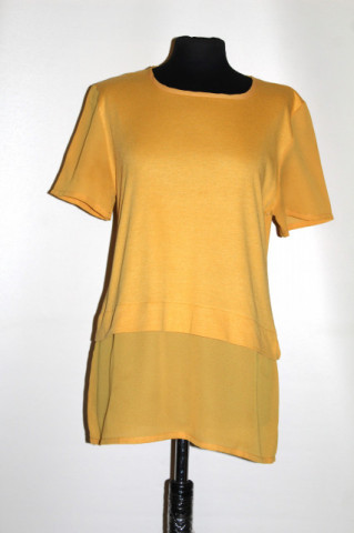 Bluză galben muștar anii ’90 – jerse & chiffon