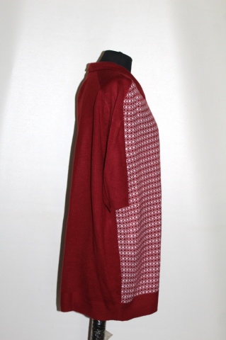 Bluză tricotată vișinie Pierre Cardin – anii ’90, model geometric - Img 2