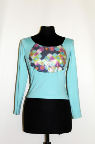 Bluza turcoaz buline repro anii '60