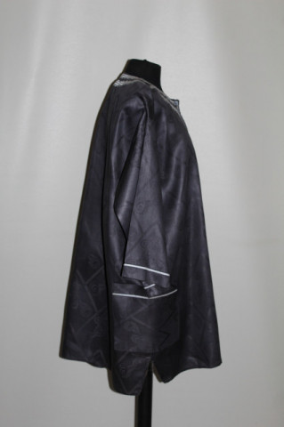 Caftan vintage gri din mătase naturală cu broderie – anii ’40 - Img 4