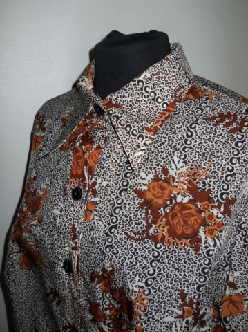 Camasa print floral maro anii '70