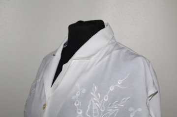 Cămașă retro Park Avenue din pânză albă cu broderie florală – anii ’80 - Img 4