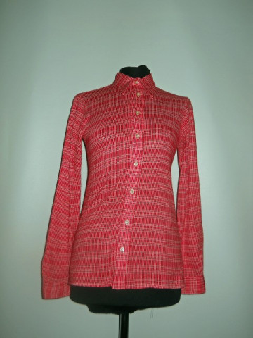 Camasa vintage patratele rosu cu alb anii '70