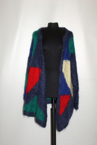 Cardigan din mohair model geometric anii 80