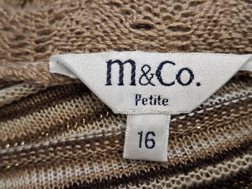 Cardigan M&Co dantelat repro anii 70, bej și maro - Img 7