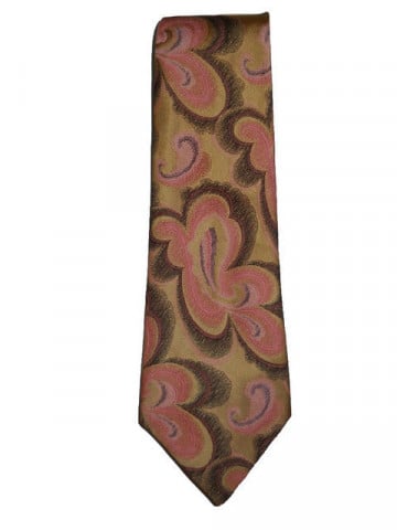Cravata vintage din brocart roz anii '70