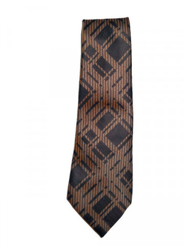 Cravata vintage maro print geometric anii '70