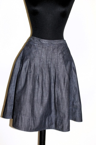 Fustă denim Benetton – anii ’90, bleumarin-indigo, croială structurată
