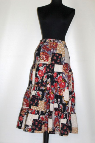 Fustă retro patchwork floral anii 80 - 90
