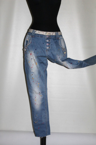 Jeans Tinddo Fashion Style – denim pictat cu rupturi, retro anii ’90 - Img 3