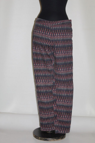 Pantaloni print geometric bleumarin și vișiniu repro anii 60