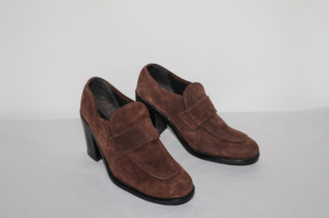 Pantofi maro vintage piele intoarsa anii '70