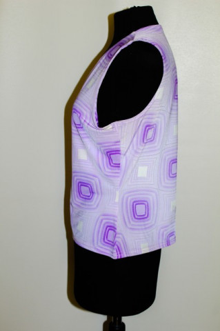 Repro 1970s Geometric Pattern Lilac Blouse - Img 2