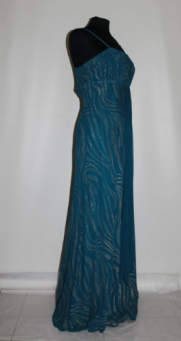 Rochie de seara albastru teal imprimeu auriu anii '90