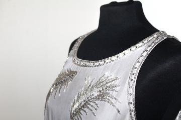 Rochie din mătase naturală cu broderie din mărgele – repro anii ’60, River Island - Img 7