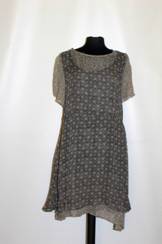 Rochie Vero Moda retro anii ’90 – gri cu print geometric & floral