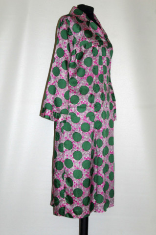 Rochie vintage buline verzi și flori fucsia – anii ’60 - Img 4