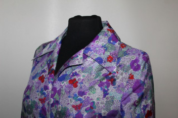Rochie vintage din matase cu flori violet anii '60