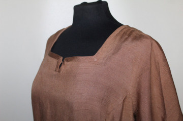 Rochie vintage din mătase naturală maro anii '50