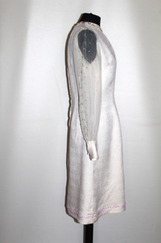 Rochie vintage ivoire cu broderie din mărgele – anii ’60 - Img 2