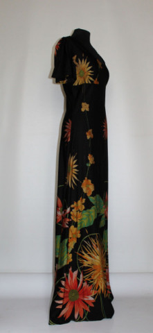 Rochie vintage maxi cu print floral mare – anii ’70 - Img 3