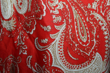 Rochie vintage paisley roșie din mătase artificială – anii ’60 - Img 6