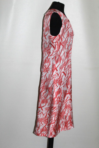 Rochie vintage print abstract corai pe alb – anii ’70 - Img 3