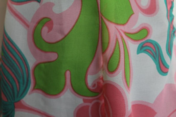 Rochie vintage print abstract roz si verde anii '60