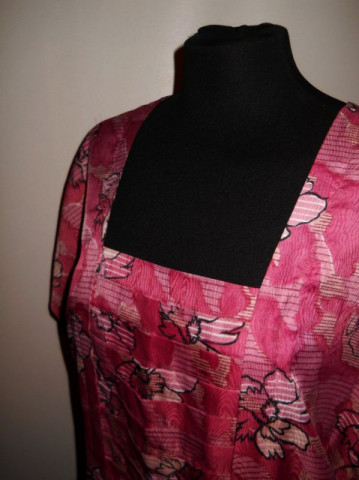 Rochie vintage roz orhidee print floral anii '70