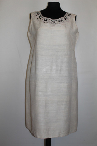 Rochie vintage șantung ivoire anii ’50-’60 – mătase naturală, dantelă manuală