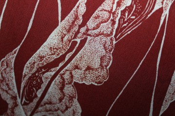 Rochie vintage vișinie print abstract anii 60 - Img 6