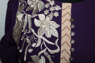 Rochie violet cu flori brodate – hippie repro anii ’70 - Img 8