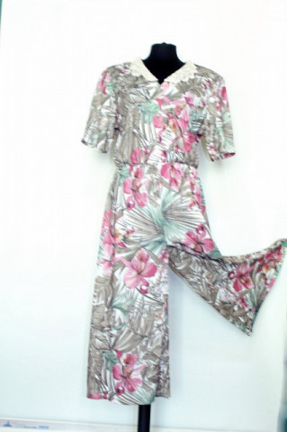Salopeta vintage print orhidee anii '70
