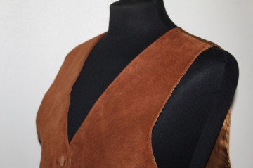 Vestă retro din piele întoarsă maro – anii ’80 - Img 4