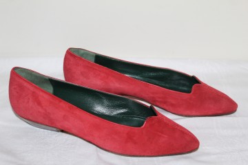 Balerini roșii Gucci anii ’80 – piele întoarsă vintage, design italian - Img 3
