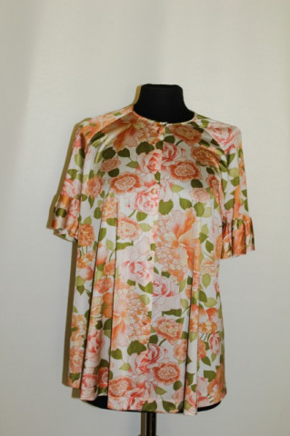 Bluza vintage cu flori verzi si portocalii anii '50