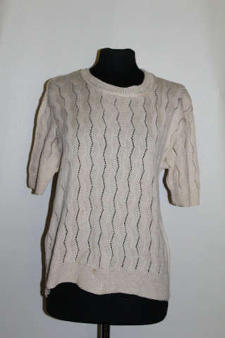 Bluză vintage din dantelă groasă macrame ecru – anii ’40, handmade Italia
