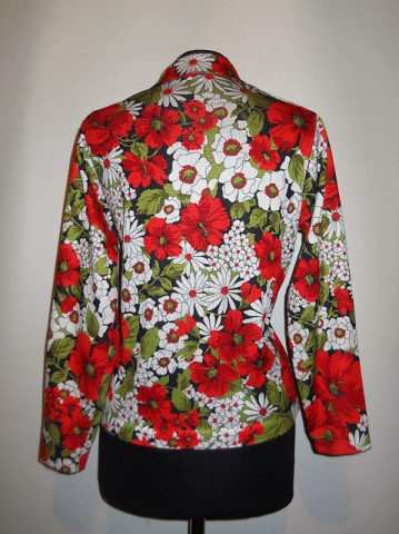 Bluza vintage print floral rosu anii '60