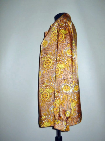Bluza vintage print vegetal galben si maro cafea cu lapte anii '60