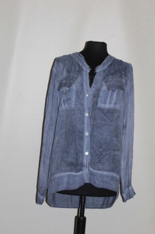 Cămașă albastru denim repro anii ’80 – vibe casual retro cu detalii degrade