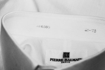 Cămașă bărbătească Balmain anii ’80 – poplin bumbac alb cu model geometric - Img 5