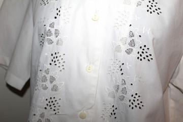 Cămașă broderie spartă Esprit din poplin alb – vintage - Img 6