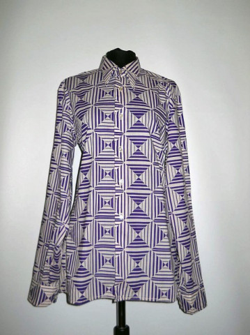 Camasa vintage op print violet anii '70