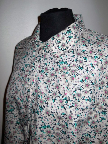 Camasa vintage print floral verde, roz si gri ani '70