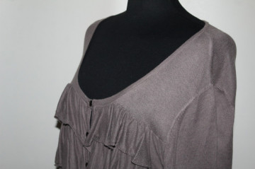 Cardigan cu volănașe SoyaConcept – maro cafea cu lapte, retro chic - Img 5