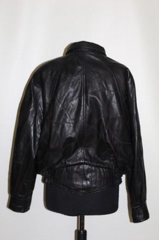 Jachetă vintage patchwork din piele naturală anii ’80 – bomber rock statement - Img 3