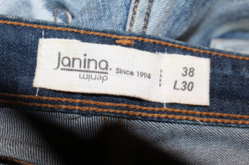 Jeans Janina Denim prespălați cu cristale – denim albastru slim - Img 7